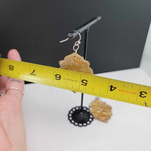 Hand painted leather earrings GUC - Picture 8 of 8